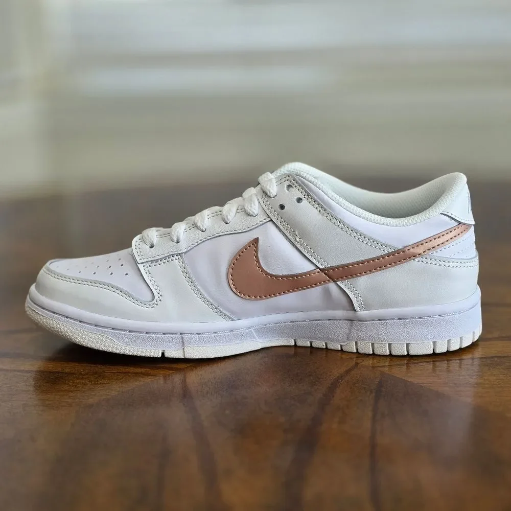 Nike Dunk Low White Pink Metallic Bronze Women's Shoe's Size 8.5 New DH9765-100